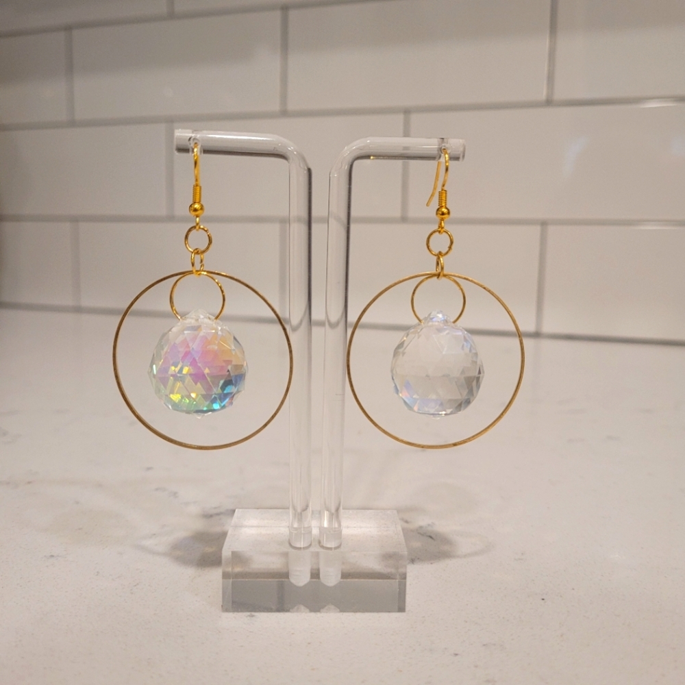 circle earrings with gem stone